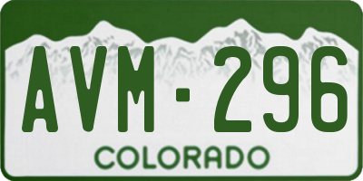CO license plate AVM296