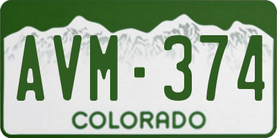 CO license plate AVM374