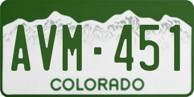 CO license plate AVM451