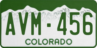 CO license plate AVM456