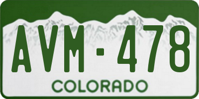 CO license plate AVM478