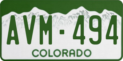 CO license plate AVM494