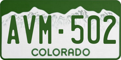 CO license plate AVM502
