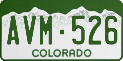 CO license plate AVM526
