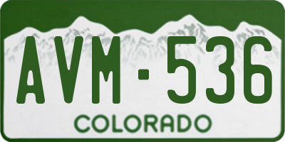 CO license plate AVM536