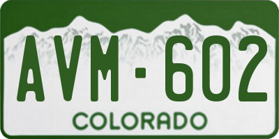 CO license plate AVM602