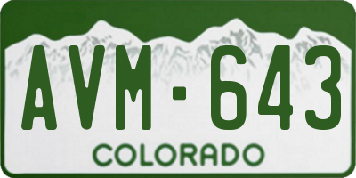 CO license plate AVM643