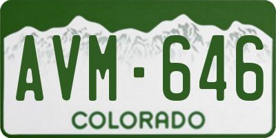 CO license plate AVM646