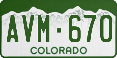 CO license plate AVM670