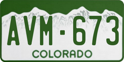 CO license plate AVM673