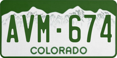 CO license plate AVM674