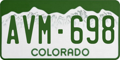 CO license plate AVM698