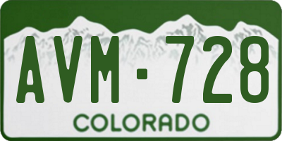 CO license plate AVM728