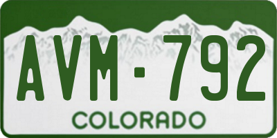 CO license plate AVM792