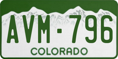 CO license plate AVM796