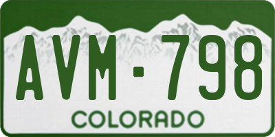 CO license plate AVM798