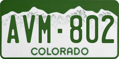 CO license plate AVM802