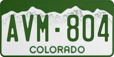 CO license plate AVM804