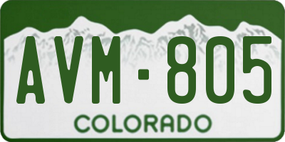 CO license plate AVM805