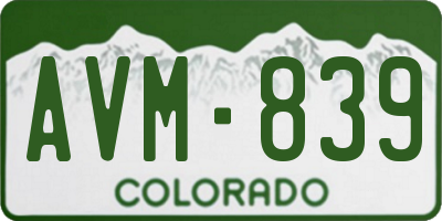 CO license plate AVM839