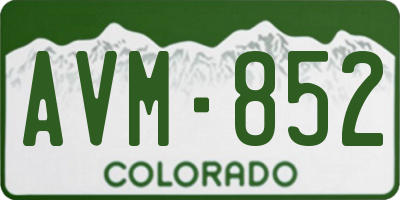 CO license plate AVM852