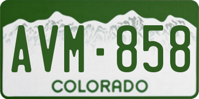 CO license plate AVM858