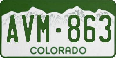CO license plate AVM863
