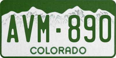 CO license plate AVM890
