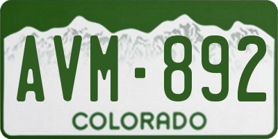 CO license plate AVM892