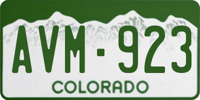CO license plate AVM923
