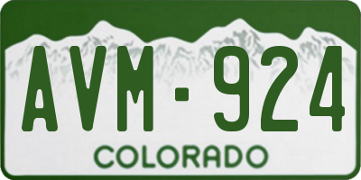 CO license plate AVM924
