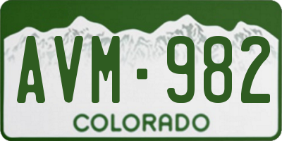 CO license plate AVM982