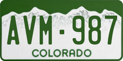 CO license plate AVM987