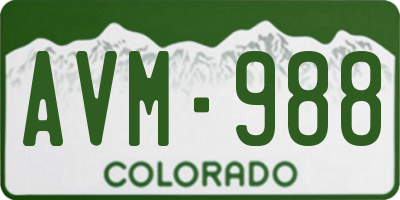 CO license plate AVM988