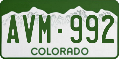 CO license plate AVM992