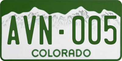 CO license plate AVN005