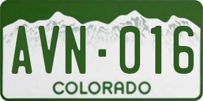 CO license plate AVN016