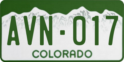 CO license plate AVN017