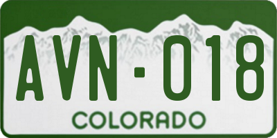CO license plate AVN018