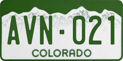 CO license plate AVN021