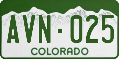 CO license plate AVN025