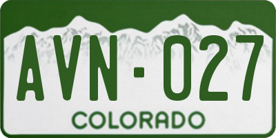 CO license plate AVN027