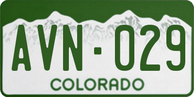 CO license plate AVN029