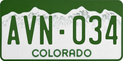 CO license plate AVN034
