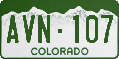CO license plate AVN107