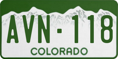 CO license plate AVN118