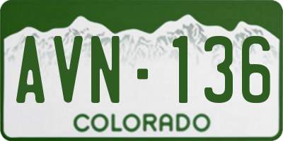 CO license plate AVN136