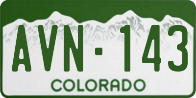 CO license plate AVN143