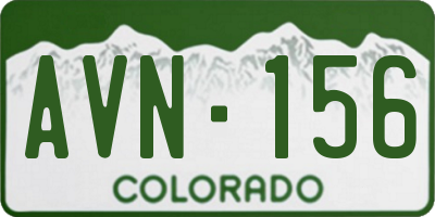 CO license plate AVN156
