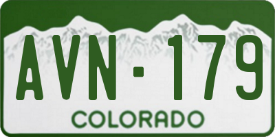 CO license plate AVN179